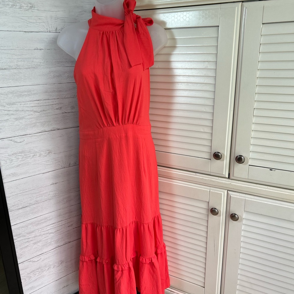 CHETTA B Coral Halter Dress